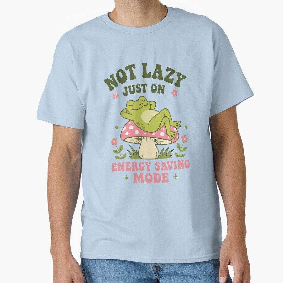 Not Lazy, Just on Energy Saving Mode | Cute Frog on Mushroom by pixiedustpaint