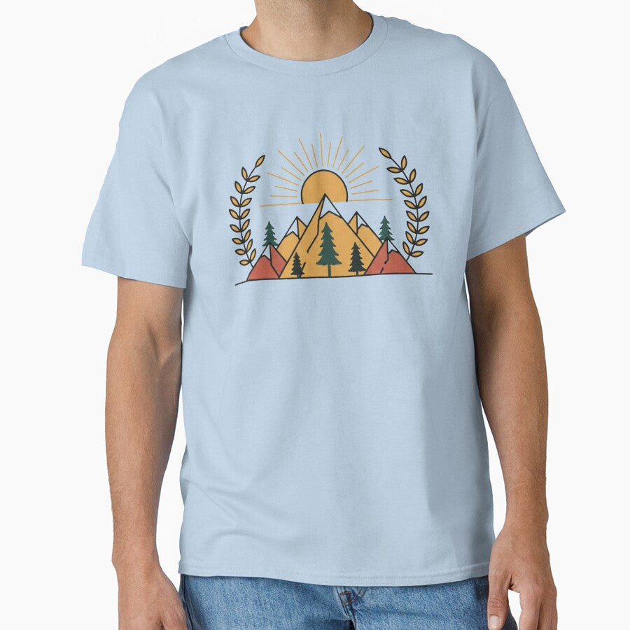 Boho Mountain Sunrise | Earthy Retro Boho Landscape Art by Dzblack