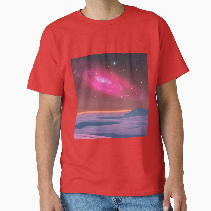 Red galaxy against an ice planet by Girly-Universe