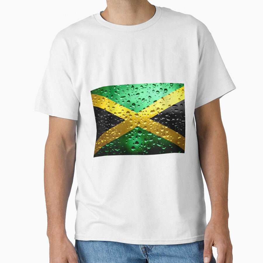 Flag of Jamaica - Raindrops Rasta Rastafarian Jamaican Metallic Water Rain Flags Grunge by Dr-Pen