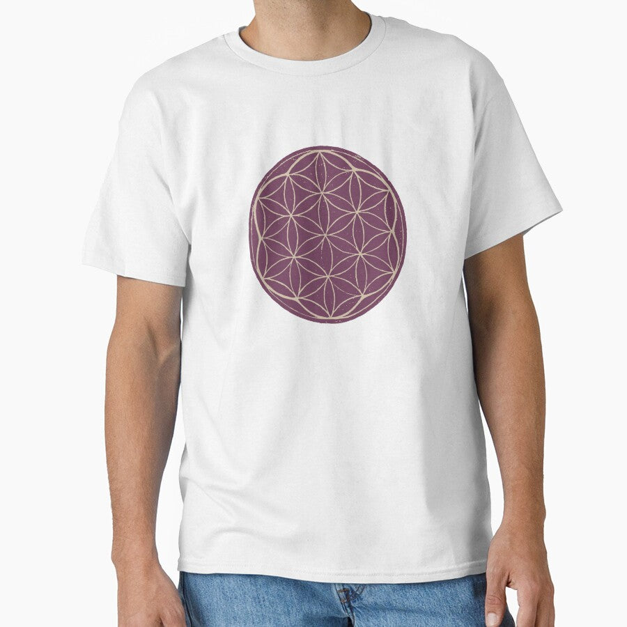 Flower of Life Linocut - Beet + Dove by Irene Estelle