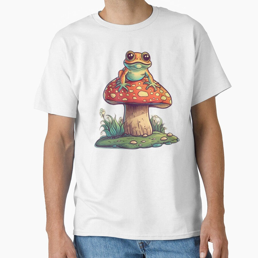 Joyful Vintage Frog on a Mushroom by RandomForestBot