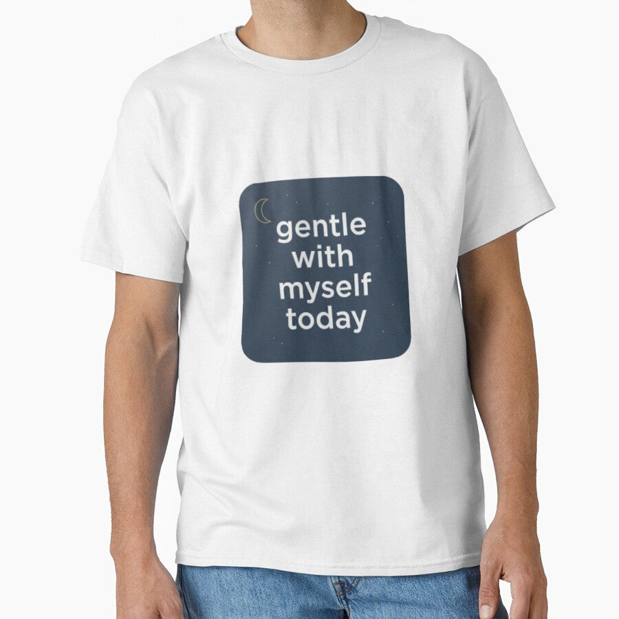 Gentle With Myself Today – Calm Self Care Spiritual Typography Design by CosmicQuietStudio