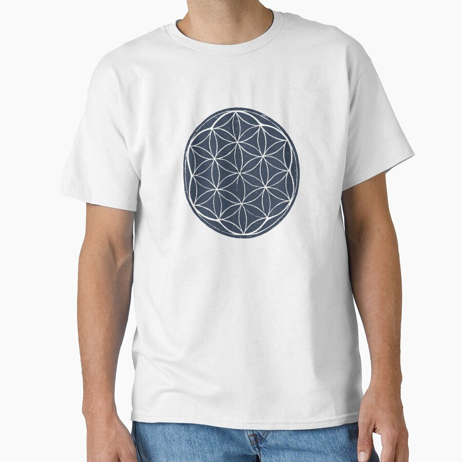 Flower of Life Linocut - Dusk + Snow by Irene Estelle