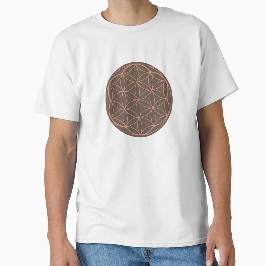 Flower of Life Linocut - Earth + Coral by Irene Estelle