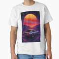 Retro Future Drive – Vaporwave Sunset Car Art by A Wayward Birds Production