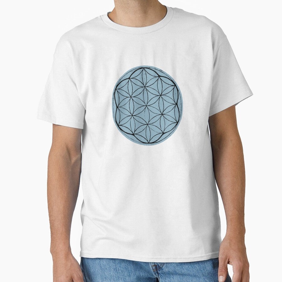 Flower of Life Linocut - Sky + Coal by Irene Estelle