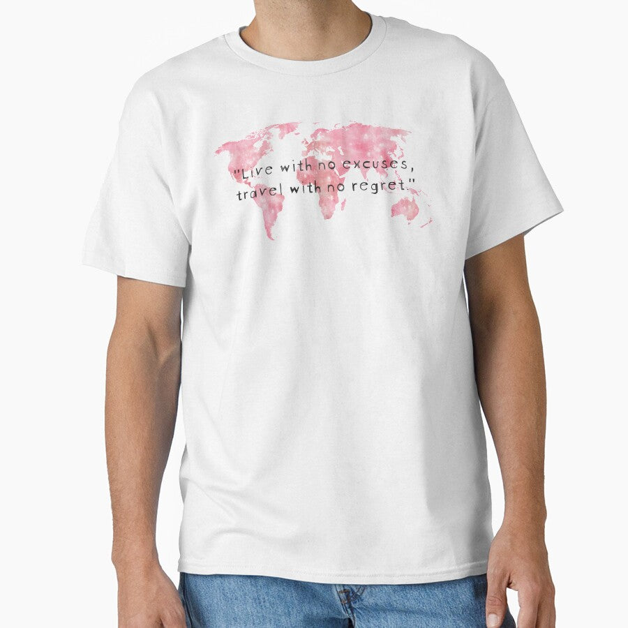 Travel Without Regret | Pink Watercolor World Map | Wanderlust by ABdigitaldesign