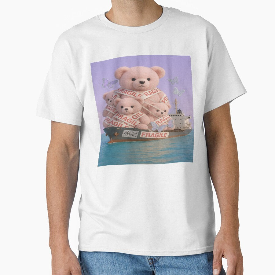 Teddy Exports — Fragile Cargo Maximalist Y2K Collage Toycore Parody Art by POD DYNASTY | Original Print On Demand T-Shirt Graphics