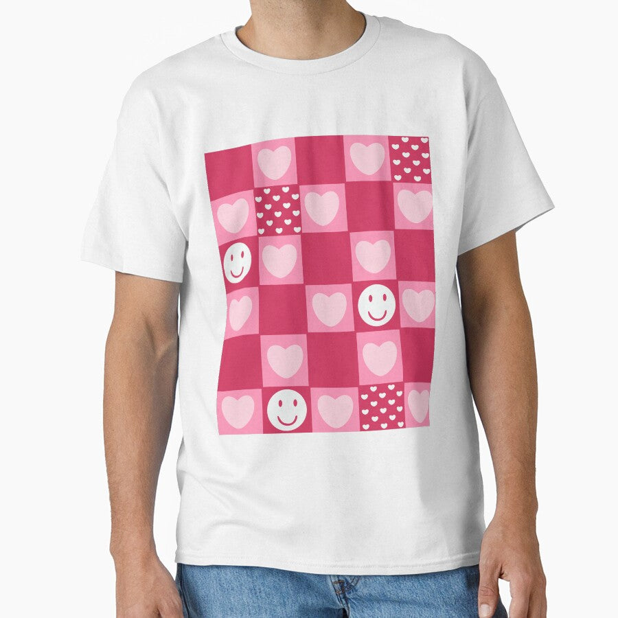 checkered print hearts pattern pink by mariahmoniquedesign