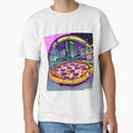 Pizza with night city retro style by imagenia