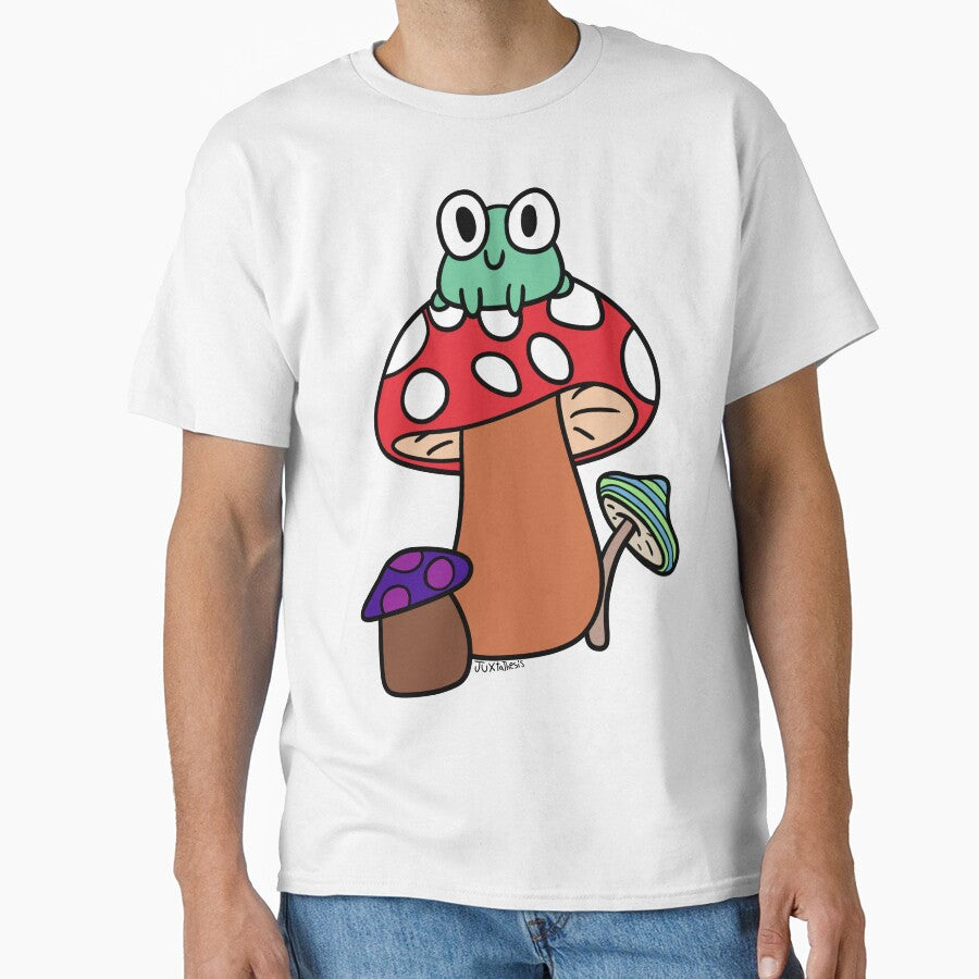 Cute frog sitting on a mushroom by Juxtathesis