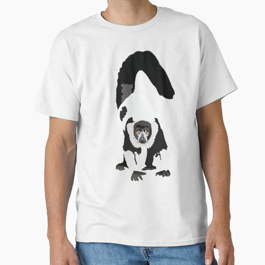 B is for Black and White Ruff Lemur,Black and White Ruffed Lemur Illustration – Primate Art for Wildlife and Nature Lovers by PrettylittlepastelUk