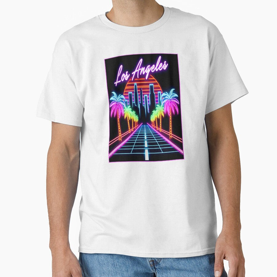 Los Angeles Neon Noir Cityscape, Palm Trees and Freeway by HeavyHits