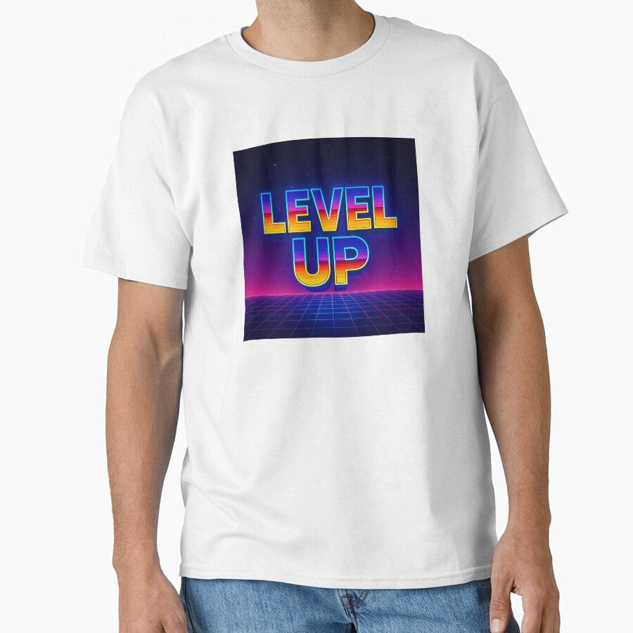 Level Up – Retro Gamer Poster in Neon Arcade Style by Outline Studio