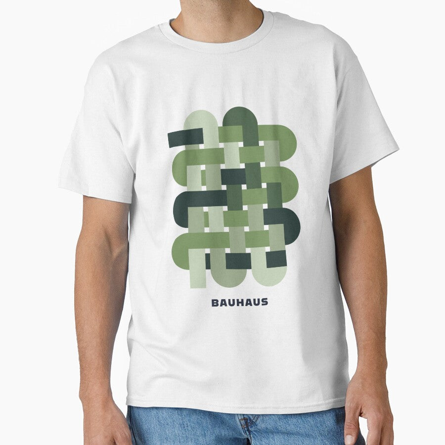 Bauhaus Green Weave Modern Abstract Geometric Design by MidCenturyStore