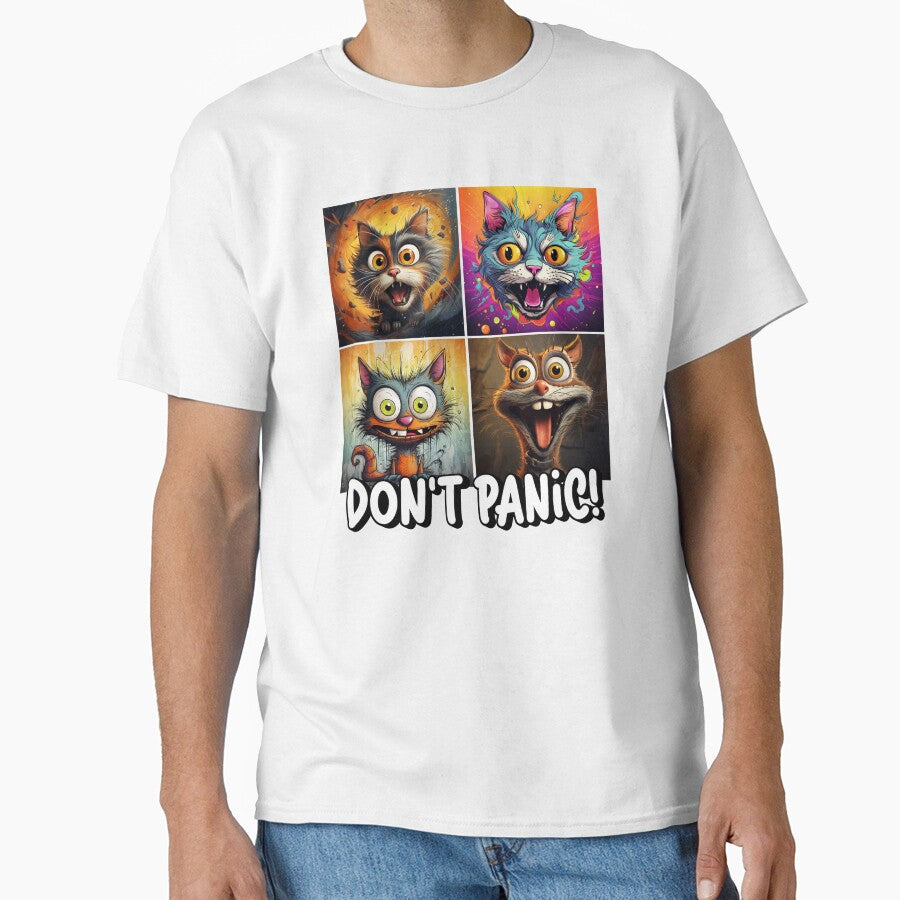 Don't panic Crazy kitty. Cartoon funny design by PepeCartoon