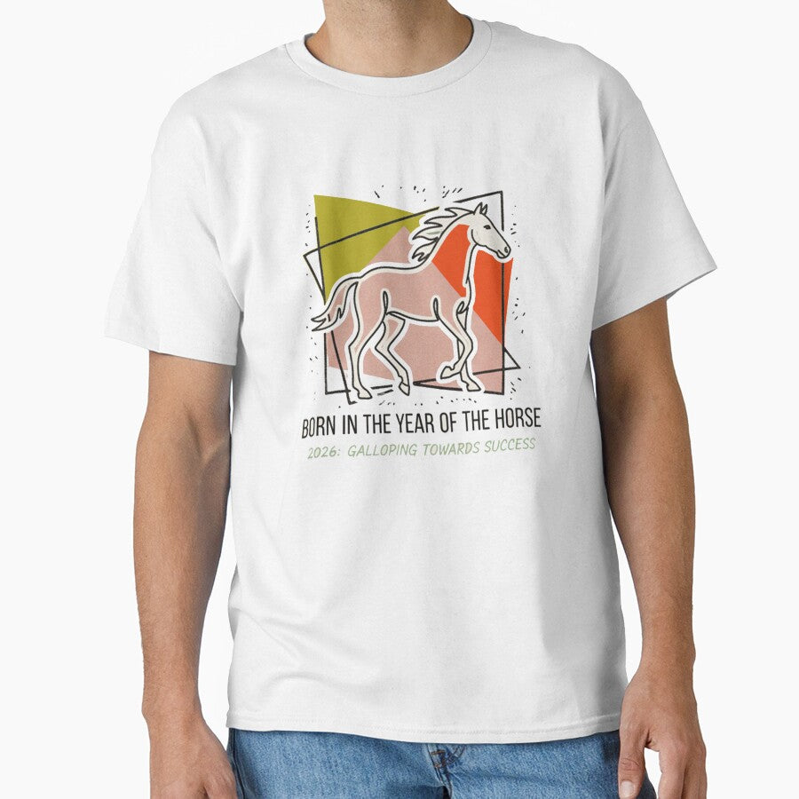 Born in the Year of the Horse 2026 - Minimalist Abstract Horse Art by MESSY-MIND