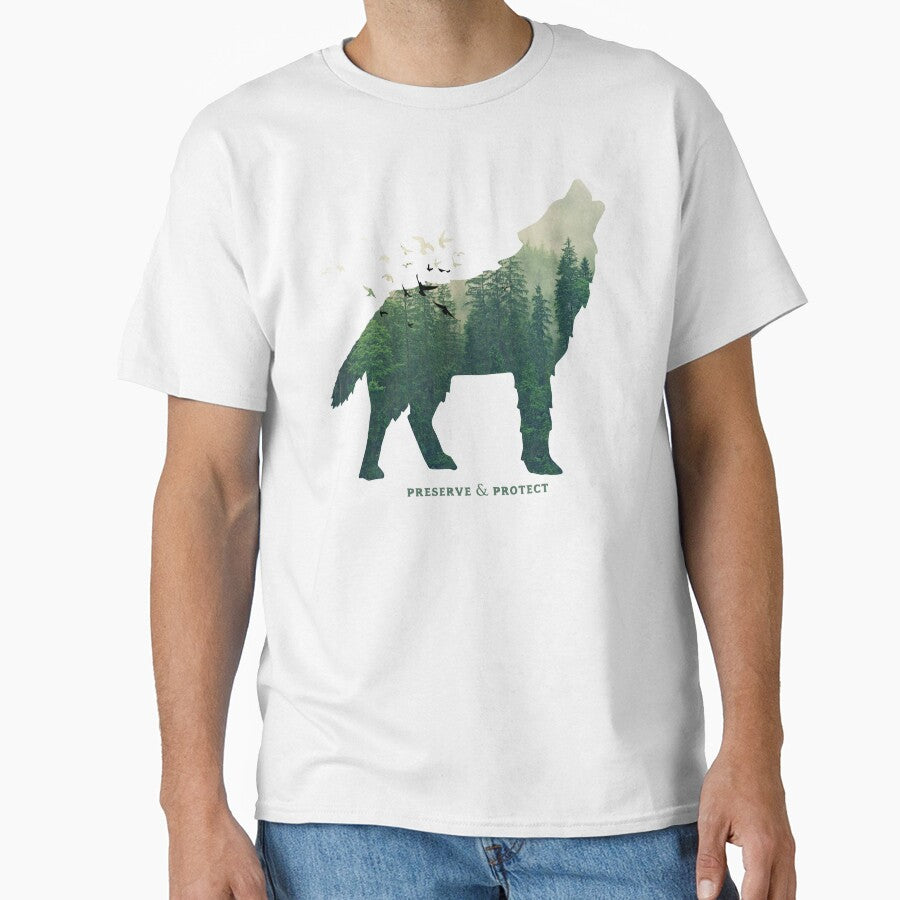 Preserve & Protect Wolf Silhouette National Park Nature Double Exposure Forest Save the Environment Climate Change Wilderness Hiking Camping by lanynx design