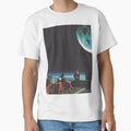 Moonlit Diner,Retro Style Illustration of People Dining Under a Giant Moon by sulton7