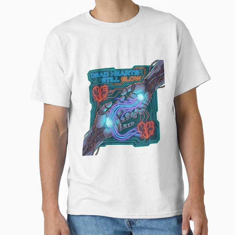 Cyberpunk Neon Circuitry Hands Shattered Heart Blueprint by Thaivi Design
