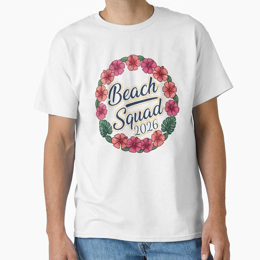 Beach Squad 2026 Tropical Hibiscus Floral Summer Vacation Art by PixelWaveBD