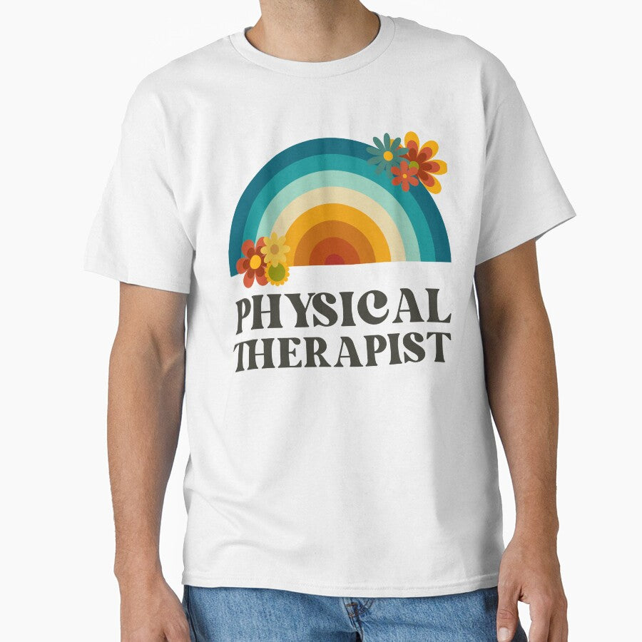 Physical Therapist Retro Flowers Vintage Rainbow by AsinusAS