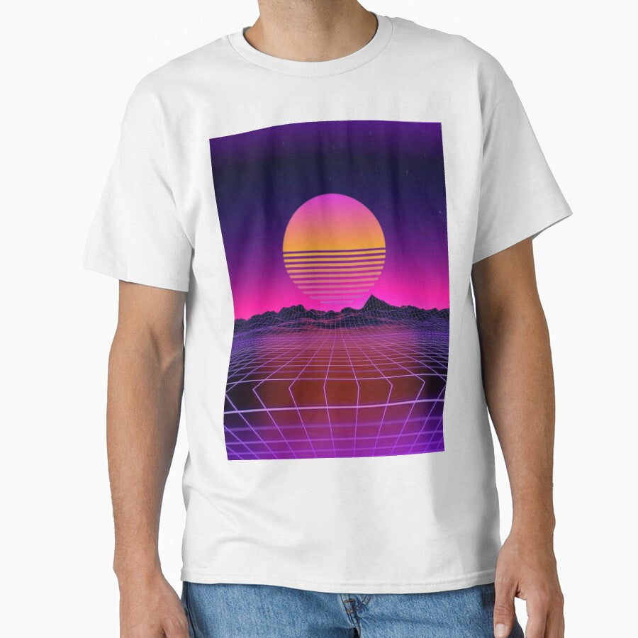 Retro Vaporwave Sunset – Synthwave Aesthetic Grid Art by EverbrightGoods