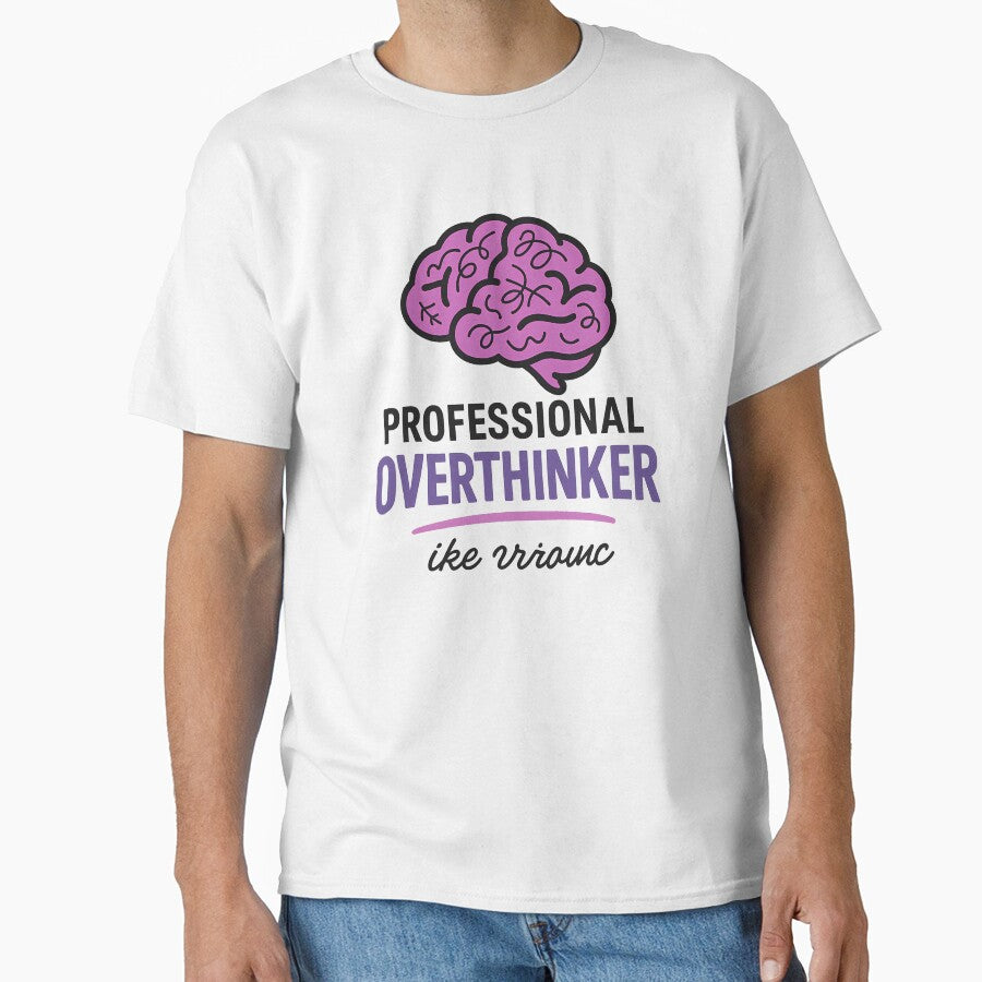 Professional Overthinker – Cartoon Brain Typography by WojcikDesigners
