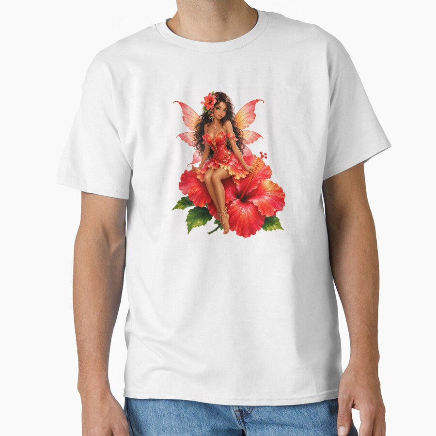 Hibiscus Fairy, Tropical Flower Fairy Sitting on Giant Hibiscus Blossom Vibrant Fantasy Art Sticker by RoPrincess