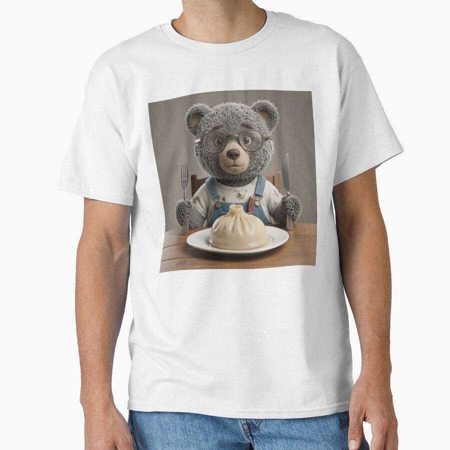 Cute Bear Eating Khinkali Funny Foodie Art Print by LenNo9881