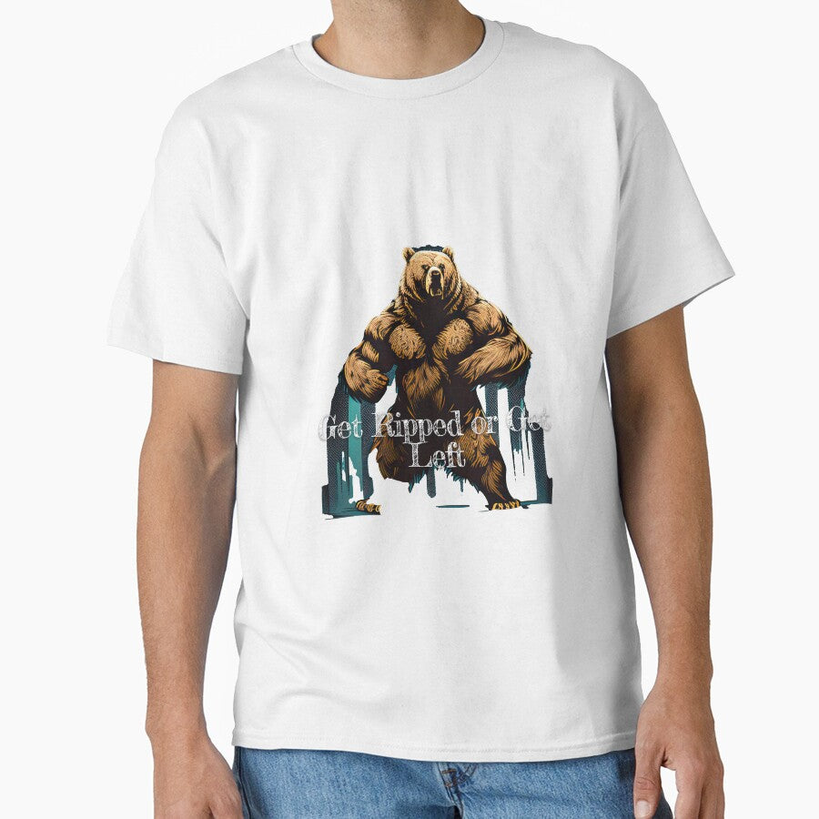 Get Ripped or Get Left Bodybuilding Fitness Gym Workout Exercise Merch Print  Design by tengamerx