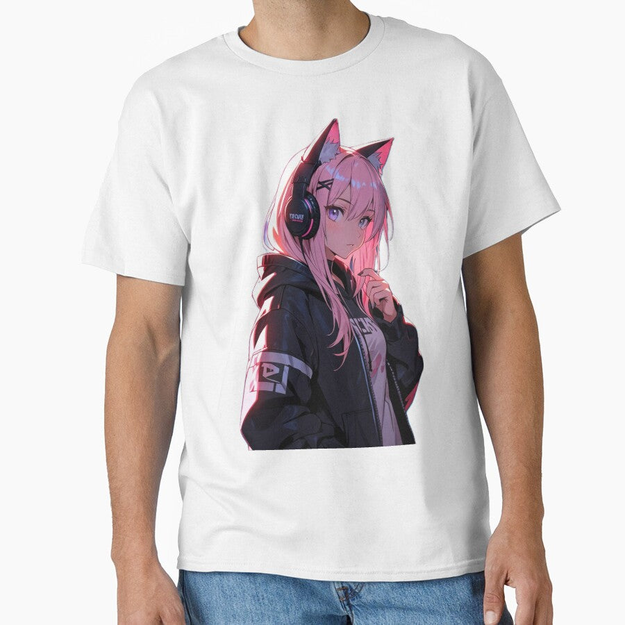 Pink Hair Anime Egirl Hoodie Design by AnimDream