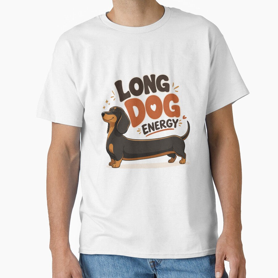Long Dog Energy Dachshund Dog Dad Funny Kawaii T-Shirt by Ashley critters
