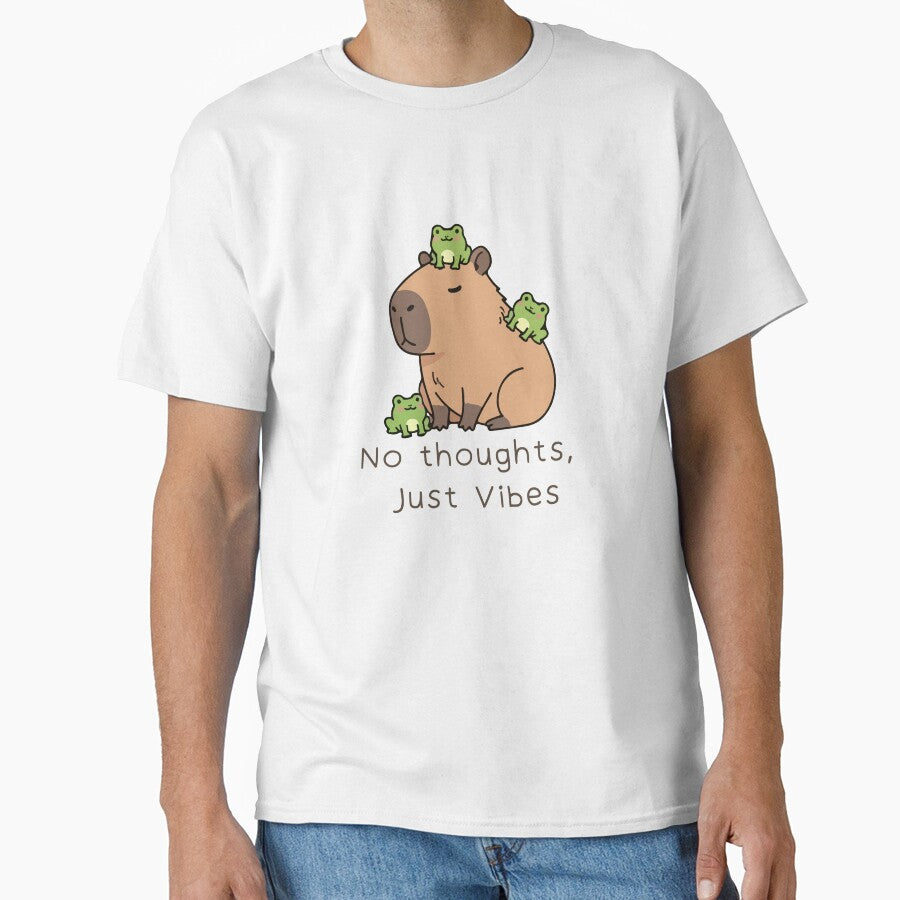 No Thoughts, Just Vibes Capybara Meme by BrainyLingo