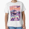 Retro Futuristic Chrome Astronaut in Synthwave Landscape by Rachet Dome
