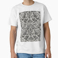 Ornate Gothic Cats Ravens Moths And Roses In Charcoal On Cream by EliveraDesigns