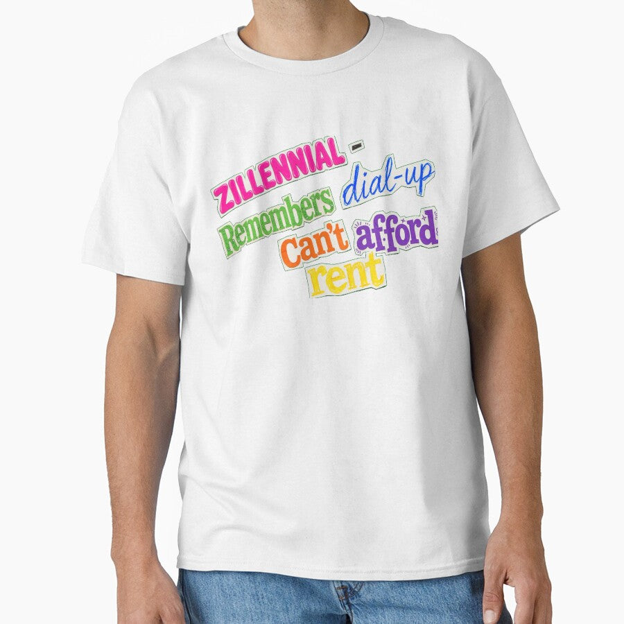 Zillennial - Remembers Dial-Up Can't Afford Rent - Funny Colorful Collage by Neurospicy Trolls