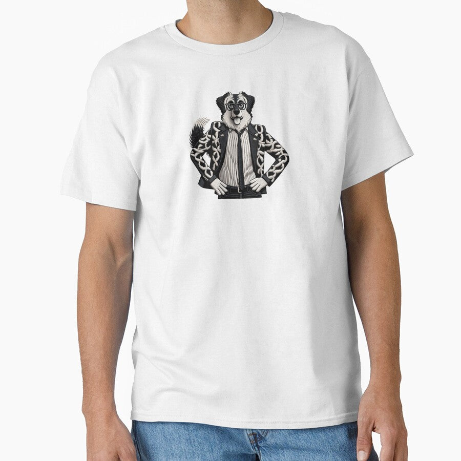 Minimalist Design: Dapper Dog in Suit - Embroidery Style Art by #Adulting Central