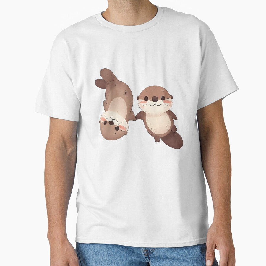 Cute couple of otters holding hands by QuickSticker