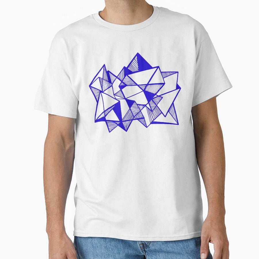 Blue Geometric abstract triangles by Carolina Salazar