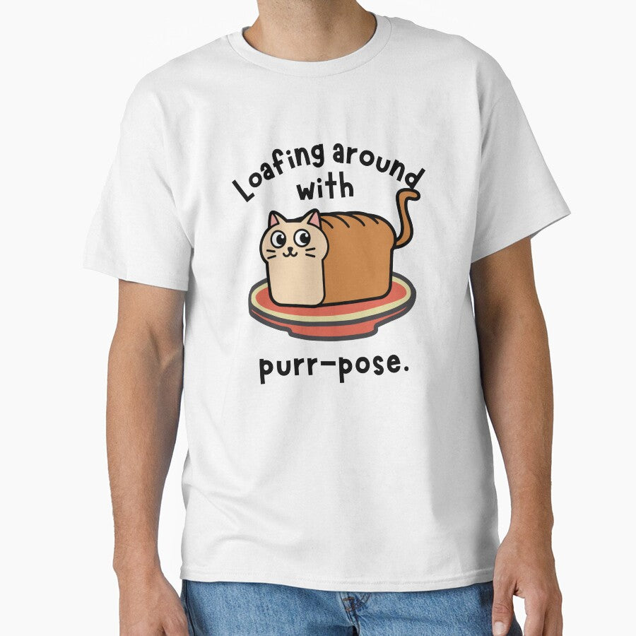 Loafing Around with Purr-pose – Funny Cat Bread Pun Design | Cute Kawaii Cat Lover Gift by The BeeKind Space by TheBeeKindSpace
