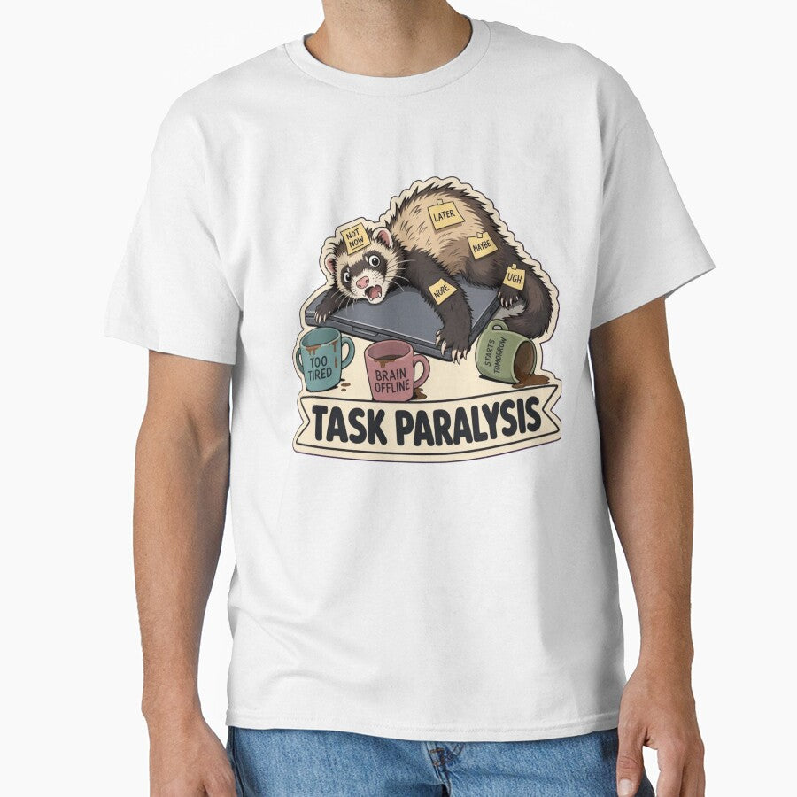 Task Paralysis Ferret | Funny ADHD Neurodivergent Humour Doodle by StickyGuys