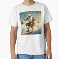 surfing christmas santa claus holiday print by dcrc