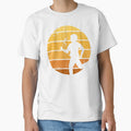 Retro Sunset Silhouette – Running Kid With Windmill Toy | Vintage Childhood Design by NicolasMar