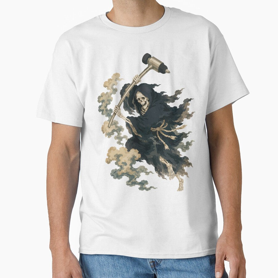 Grim Reaper with Reflex Hammer — Dark Medical Humor Art Tee by medicalkinoko