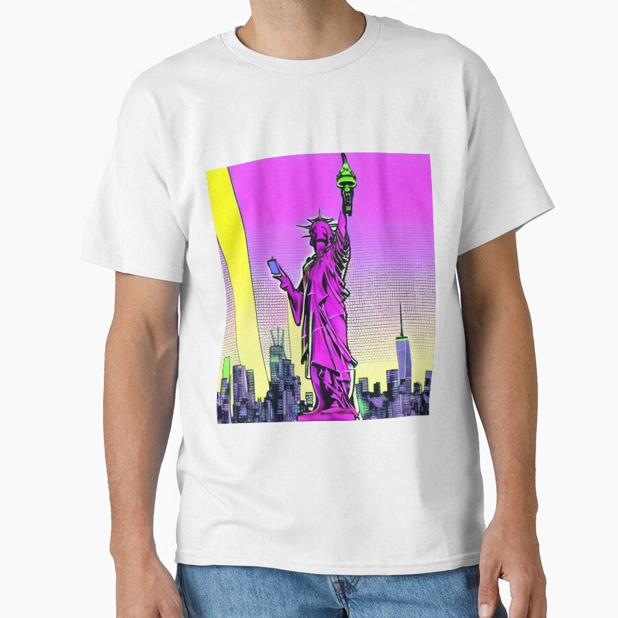 modern retro style statue of liberty by imagenia