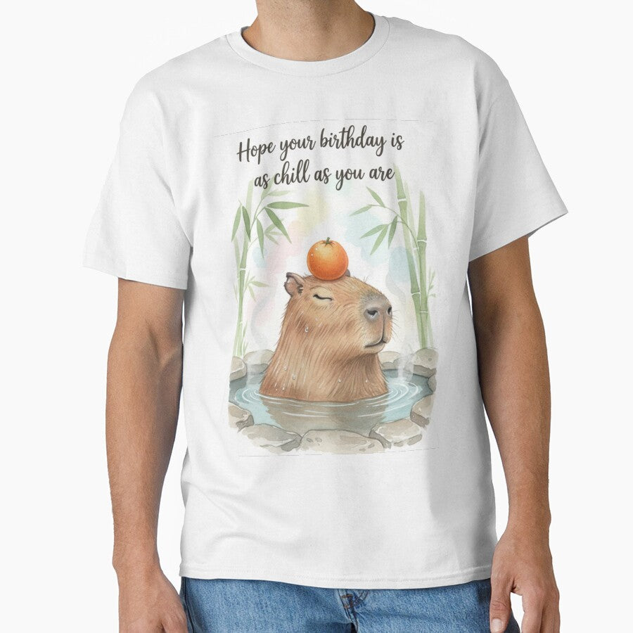 Cute Chill Capybara Hot Spring - Happy Birthday Card by Selloria