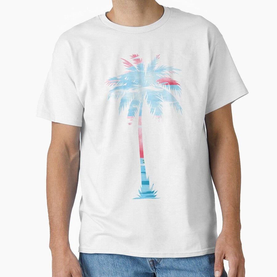 Palm Tree Pink and Blue Clouds by Unaiza Khalid