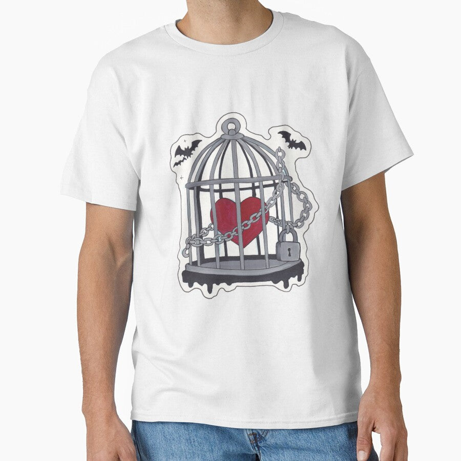 Caged Heart Pastel Goth Art — Chained Heart & Bats Dark Romance Print by Darkfully-Done
